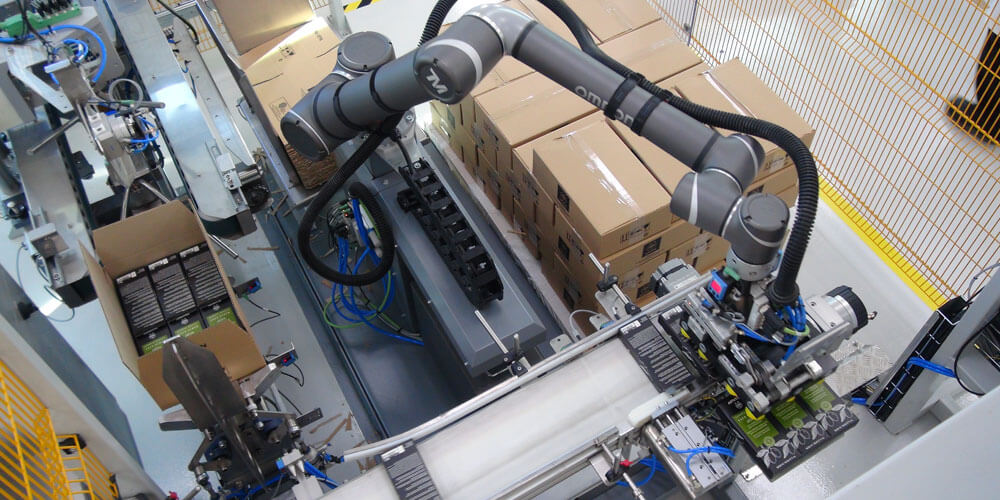 Case Packing & Palletizing System 4 in 1 with Cobot at APIVITA